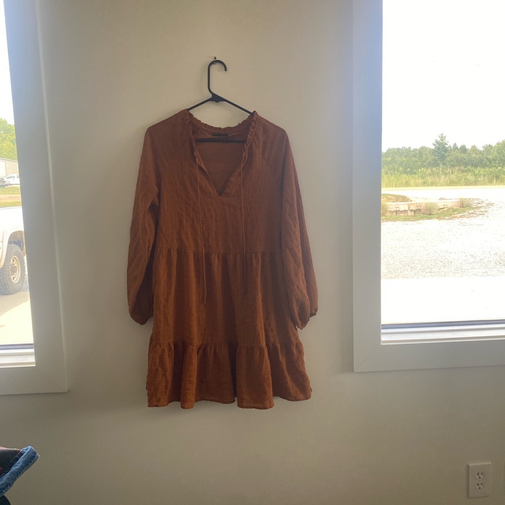 Long Sleeve Orange Fall Dress